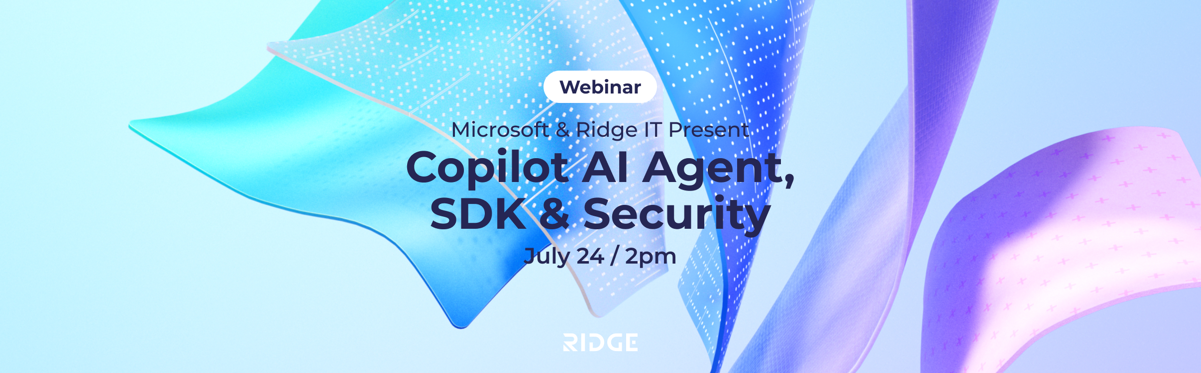 Microsoft Copilot AI webinar banner featuring smart organizations deploying AI without fear, secure implementation strategies, and enterprise productivity benefits