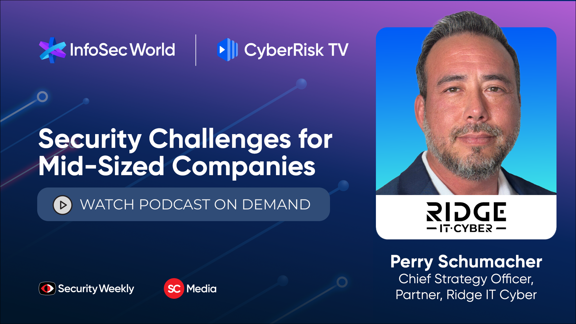 Perry Schumacher Ridge IT Cyber CSO Security Weekly podcast on midsize company cybersecurity challenges InfoSec World 2025